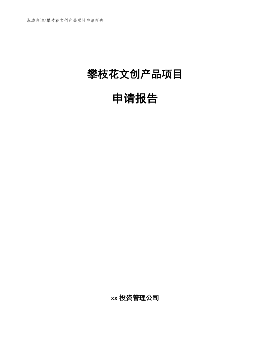 攀枝花文创产品项目申请报告（范文模板）_第1页