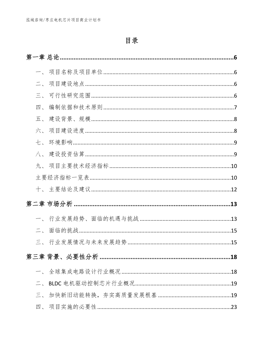 枣庄电机芯片项目商业计划书_模板范本_第1页