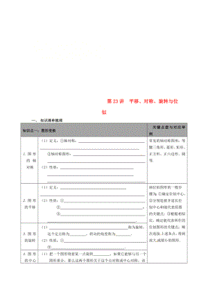 陜西省山陽縣色河鋪鎮(zhèn)2018年中考數(shù)學(xué)總復(fù)習(xí) 第23講 平移、軸對稱、旋轉(zhuǎn)、位似