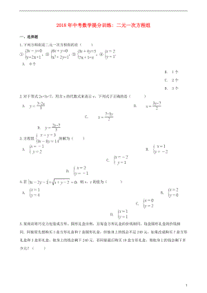 湖南省邵陽市2018年中考數(shù)學(xué)提分訓(xùn)練 二元一次方程組（含解析）