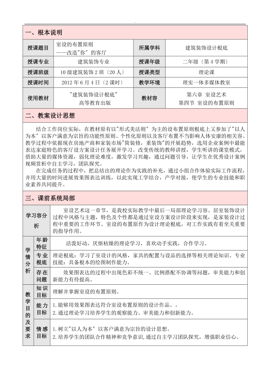 室内陈设布置原则教学方案及对策_第1页