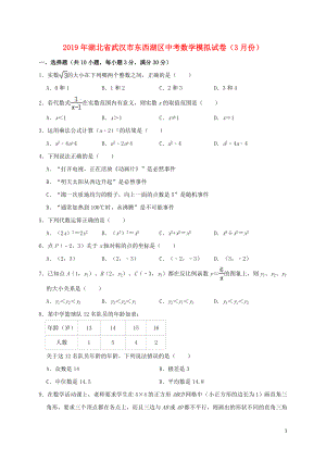 湖北省武汉市东西湖区2019年中考数学模拟（3月）试卷（含解析）