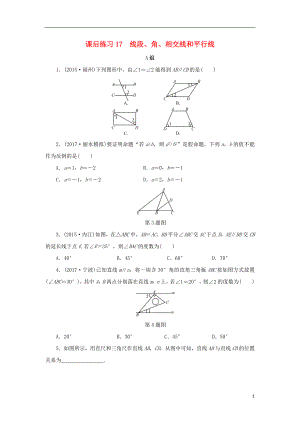 浙江省2018年中考數(shù)學(xué)總復(fù)習(xí) 第四章 基本圖形(一)課后練習(xí)17 線段、角、相交線和平行線作業(yè)本