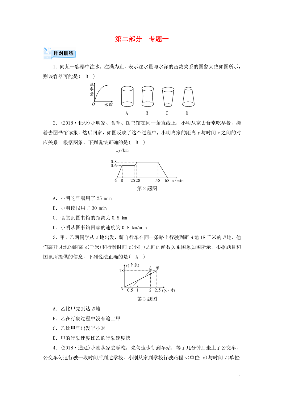 （貴陽(yáng)專用）2019中考數(shù)學(xué)總復(fù)習(xí) 第二部分 熱點(diǎn)專題解讀 專題一 函數(shù)圖象問(wèn)題針對(duì)訓(xùn)練_第1頁(yè)