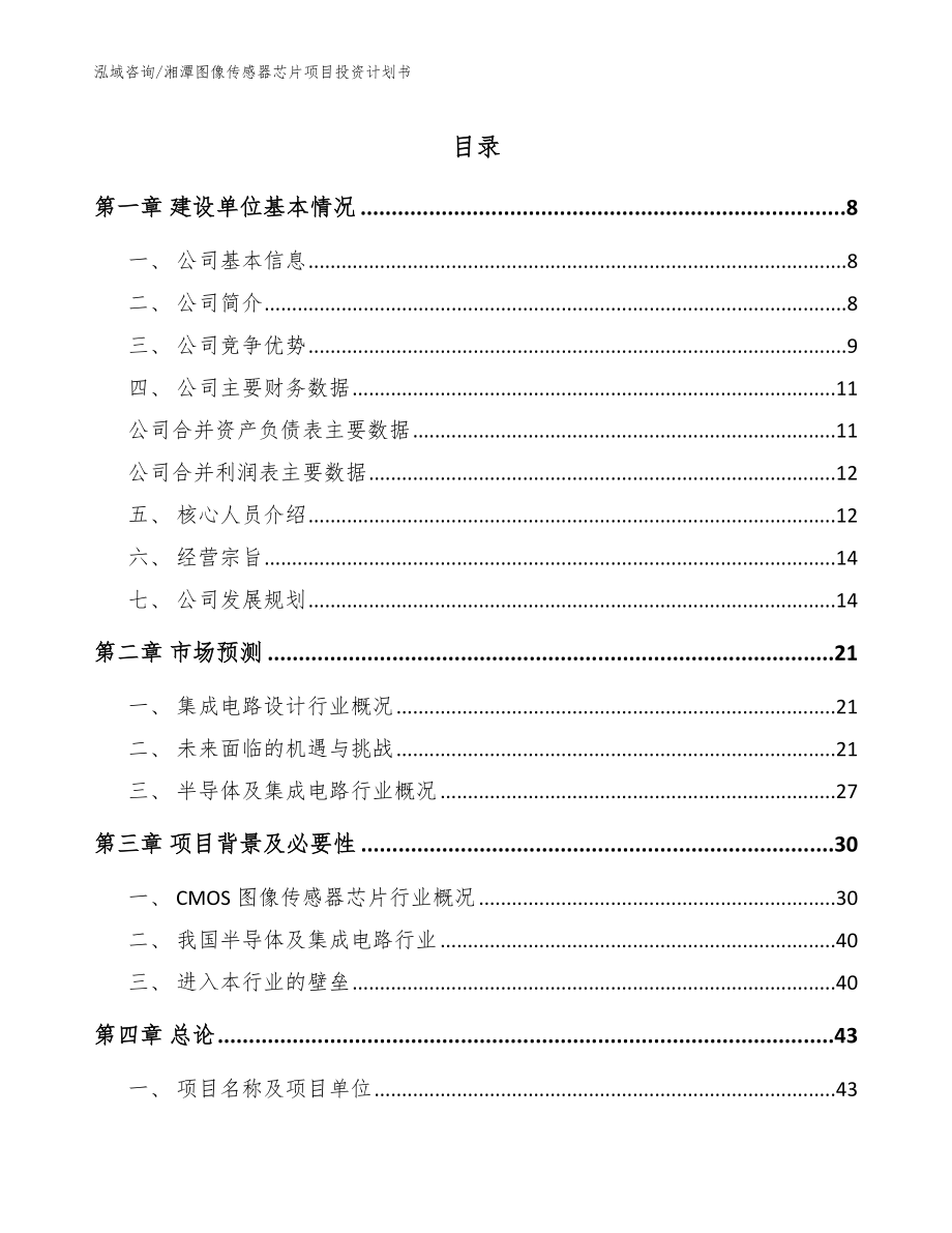 湘潭图像传感器芯片项目投资计划书_第1页