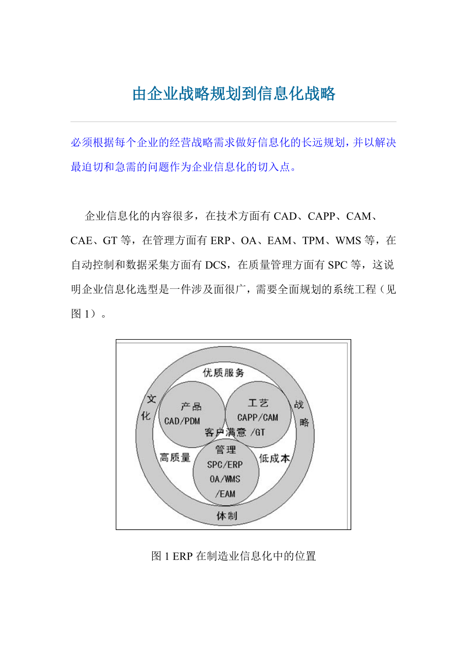 由企业战略规划到信息化战略_第1页