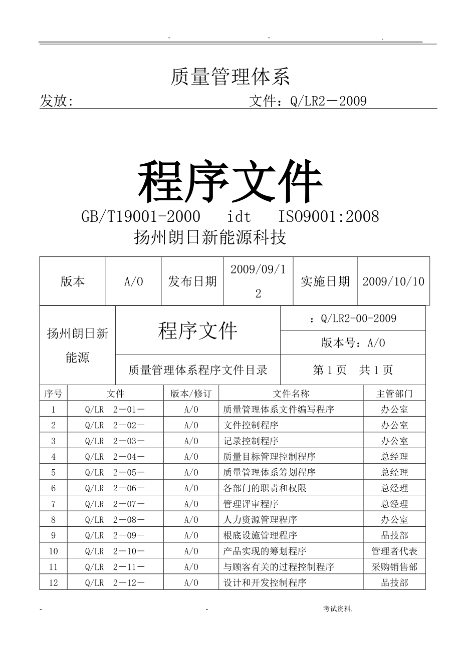 质量管理体系程序文件_第1页