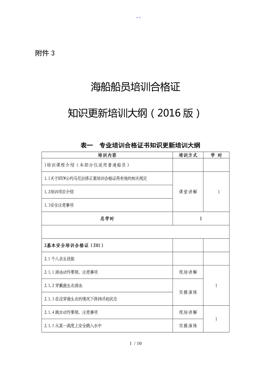 海船船員培訓(xùn)合格證知識更新培訓(xùn)大綱[2016年版]_第1頁