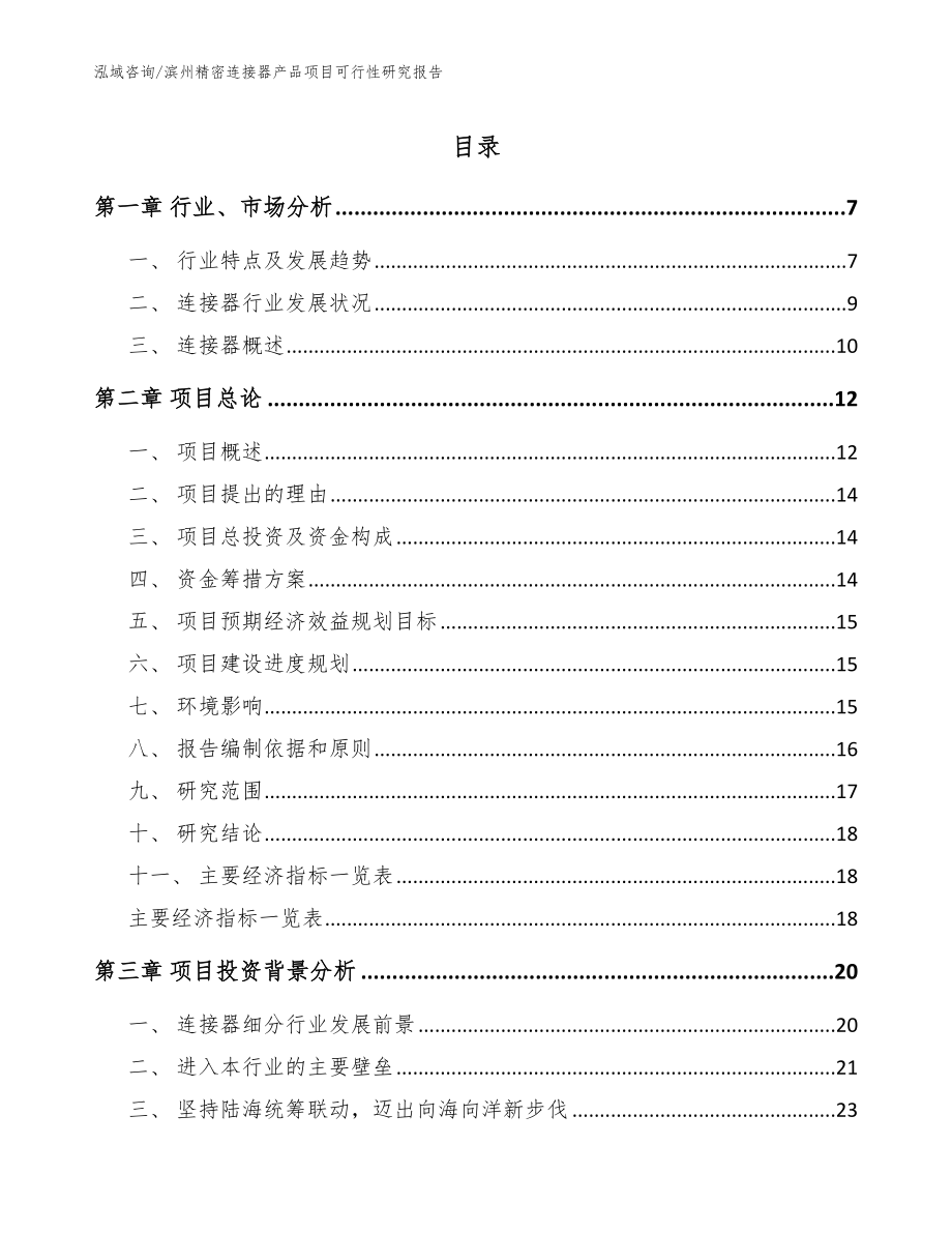 滨州精密连接器产品项目可行性研究报告_第1页