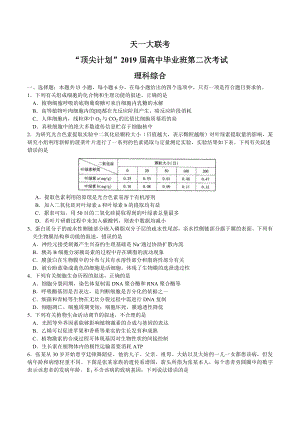 2019屆高三 理綜生物試題 word版