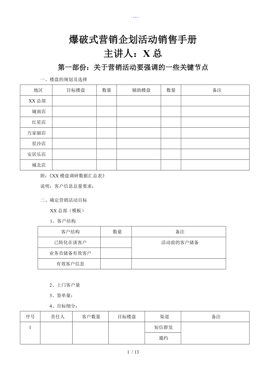 家装公司爆破式营销企划活动销售手册范本_第1页