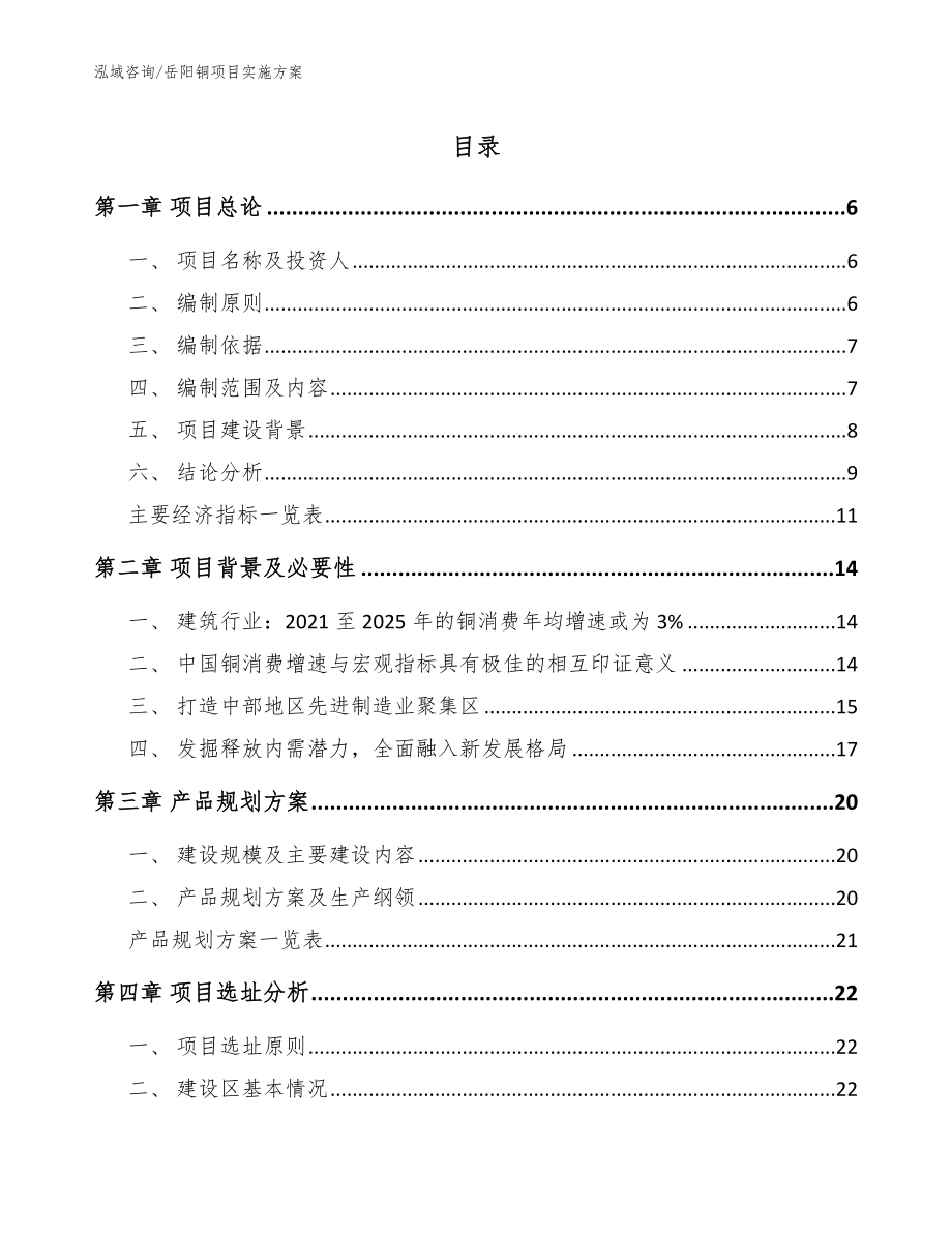 岳阳铜项目实施方案（参考模板）_第1页