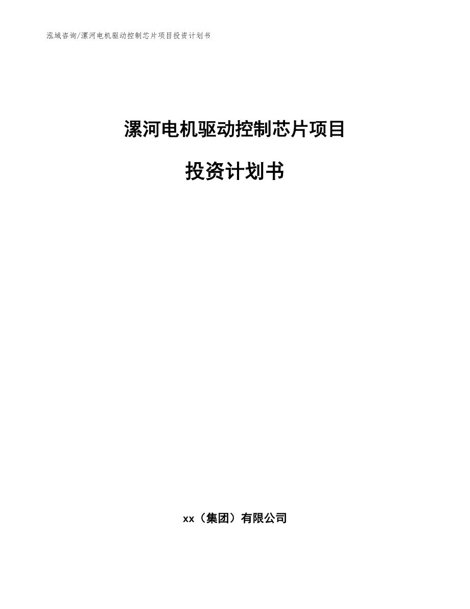 漯河电机驱动控制芯片项目投资计划书_第1页