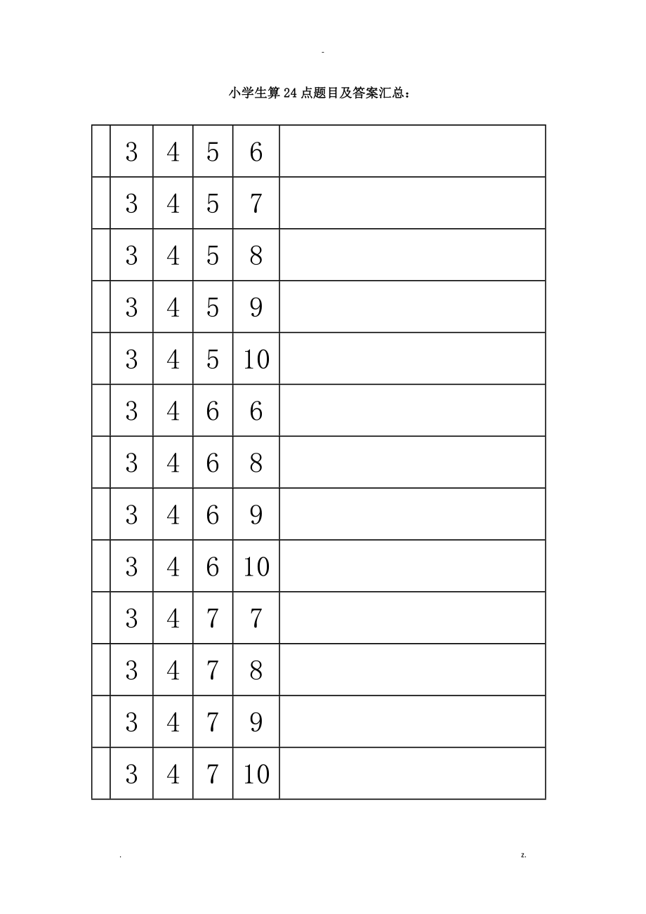 小学生算24点题目答案汇总_第1页