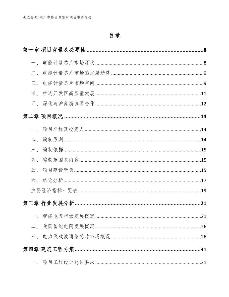 池州电能计量芯片项目申请报告_第1页