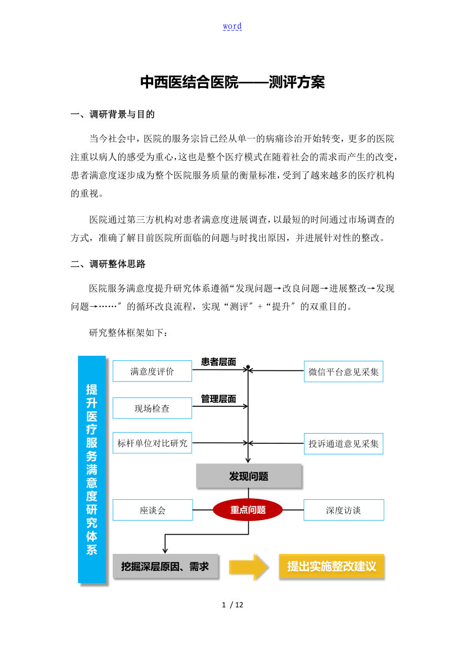 医院满意度提升调研方案设计_第1页