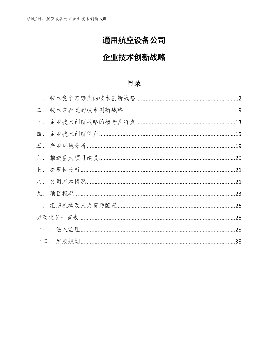 通用航空设备公司企业技术创新战略_范文_第1页