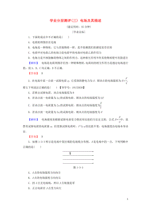 2018版高中物理 第1章 靜電與靜電場 學(xué)業(yè)分層測評3 電場及其描述 魯科版選修1-1