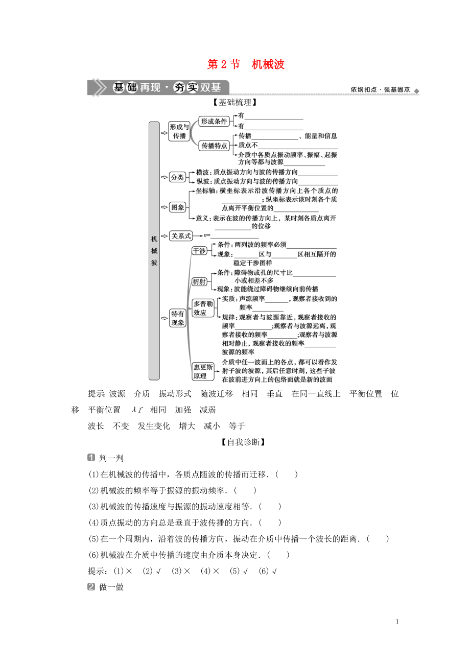 （浙江选考）2021版新高考物理一轮复习 13 第十章 机械振动与机械波 2 第2节 机械波教学案_第1页