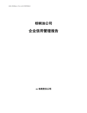 棕榈油公司企业信用管理规划