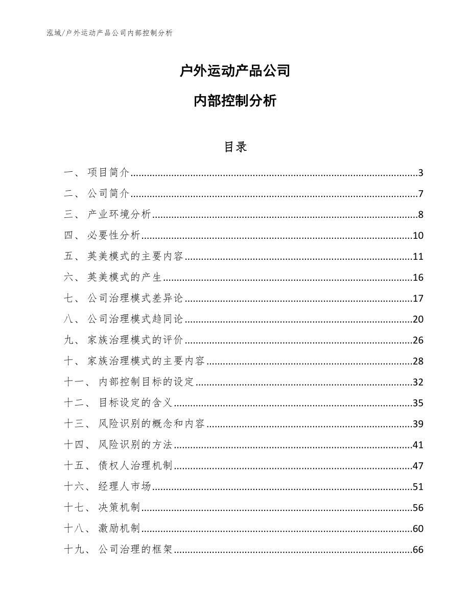 户外运动产品公司内部控制分析_第1页