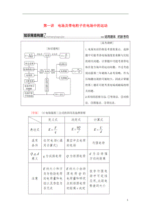 2018屆高考物理二輪復(fù)習(xí) 板塊一 專題突破復(fù)習(xí) 專題三 電場(chǎng)與磁場(chǎng) 第一講 電場(chǎng)及帶電粒子在電場(chǎng)中的運(yùn)動(dòng)學(xué)案