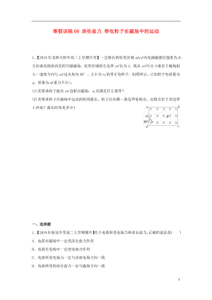 2018-2019學年高二物理 寒假訓練08 洛倫茲力 帶電粒子在磁場中的運動