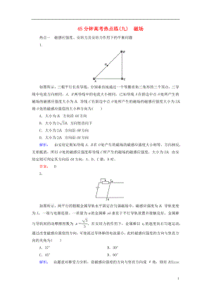 2019高考物理大一輪復(fù)習(xí) 第9章 45分鐘高考熱點練（九）磁場精練（含解析）