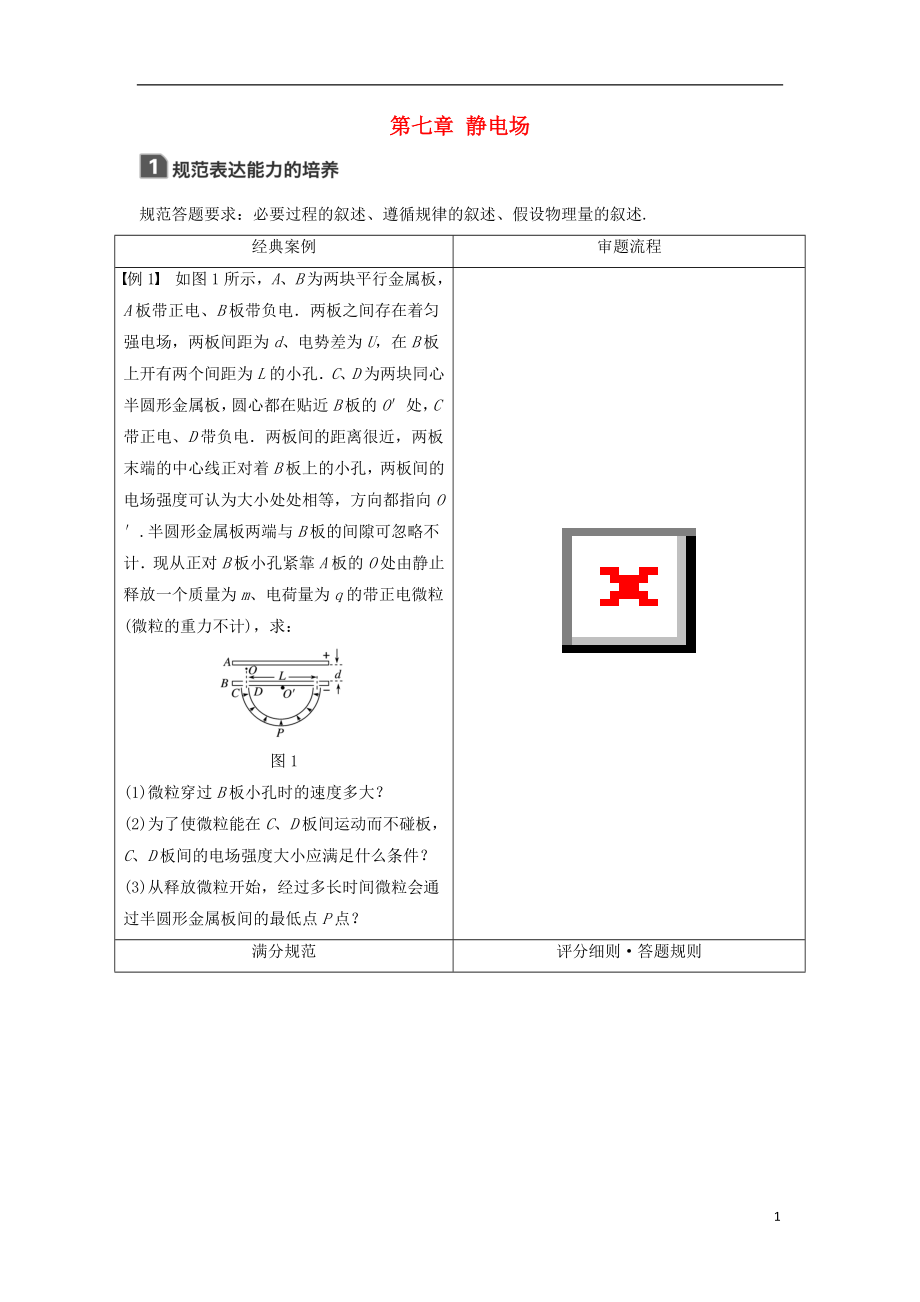 2019年高考物理一輪復(fù)習(xí) 第七章 靜電場(chǎng)本章科學(xué)素養(yǎng)提升學(xué)案_第1頁(yè)