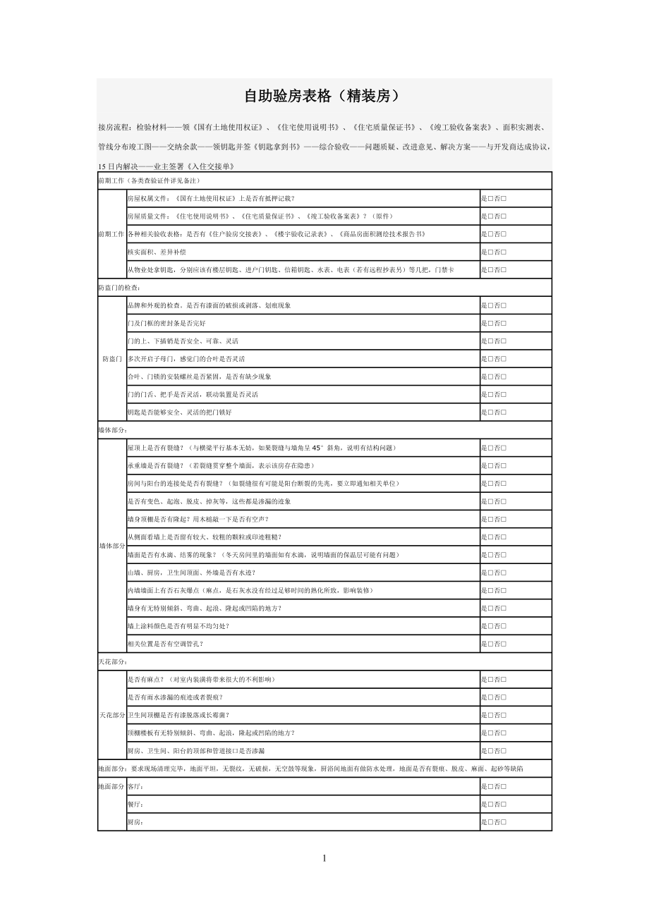 自助验房表格(精装房)_第1页