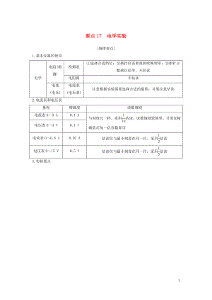 （江蘇專用）2019高考物理二輪復習 要點回扣 專題17 電學實驗學案