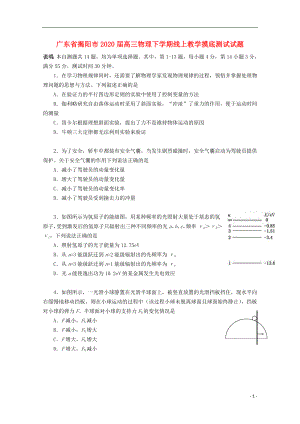广东省揭阳市2020届高三物理下学期线上教学摸底测试试题