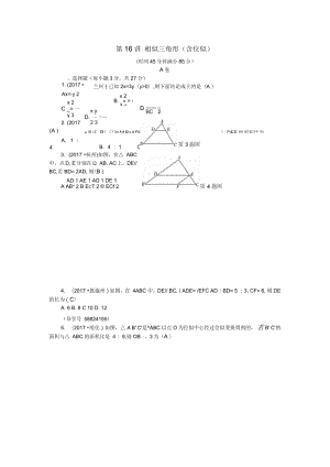 2019年中考数学总复习专题突破训练第16讲相似三角形(含位似)试题