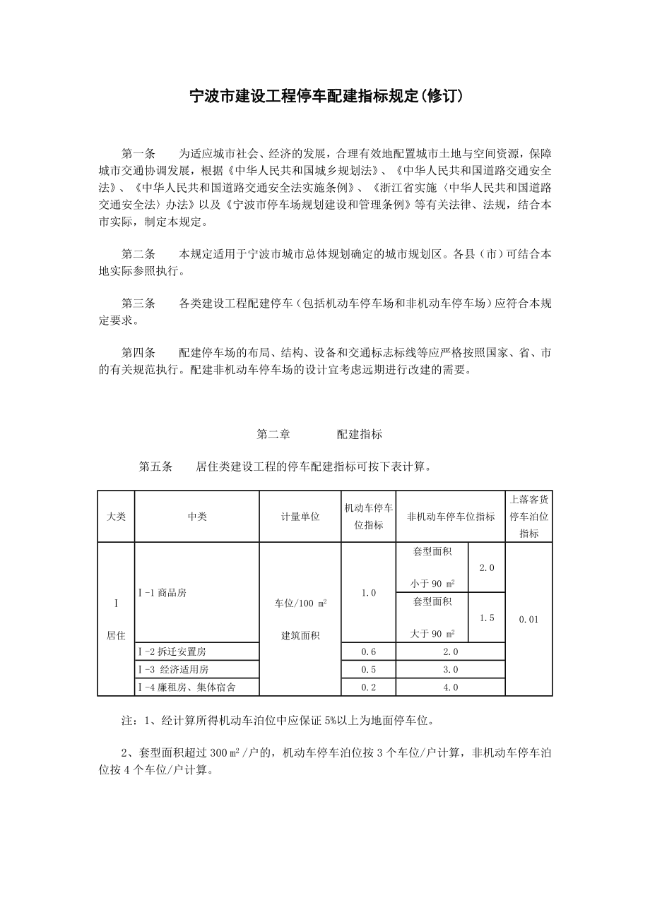宁波市建设工程停车配建指标规定(修订)_第1页