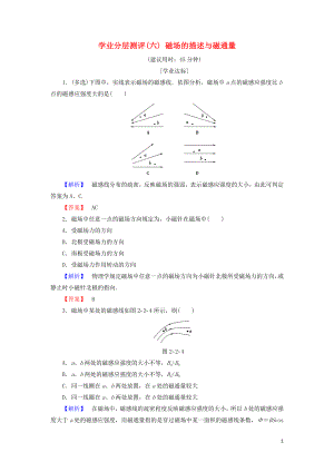 2018版高中物理 第2章 磁及其應(yīng)用 學(xué)業(yè)分層測評6 磁場的描述與磁通量 魯科版選修1-1