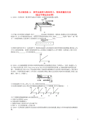 （天津?qū)Ｓ茫?020屆高考物理一輪復(fù)習(xí) 考點(diǎn)規(guī)范練14 探究加速度與物體受力、物體質(zhì)量的關(guān)系（驗(yàn)證牛頓運(yùn)動(dòng)定律）（含解析）新人教版