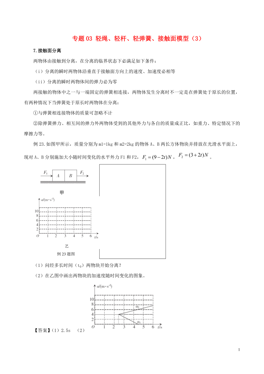 2019高考物理 模型系列之對(duì)象模型 專題03 輕繩、輕桿、輕彈簧、接觸面模型（3）學(xué)案_第1頁(yè)