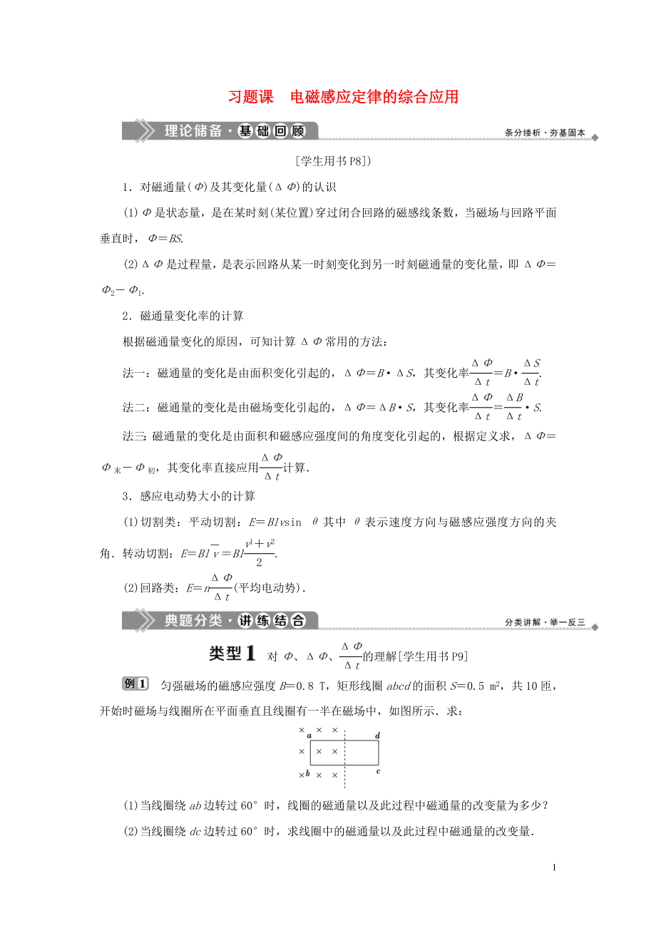 2019-2020学年高中物理 第1章 电磁感应 习题课 电磁感应定律的综合应用学案 鲁科版选修3-2_第1页