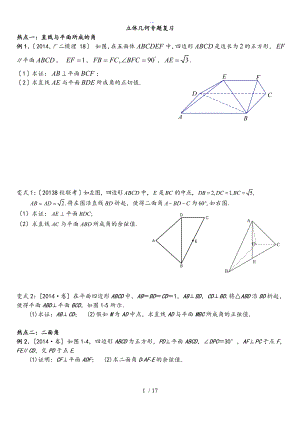 立体几何典型例题精选含问题详解