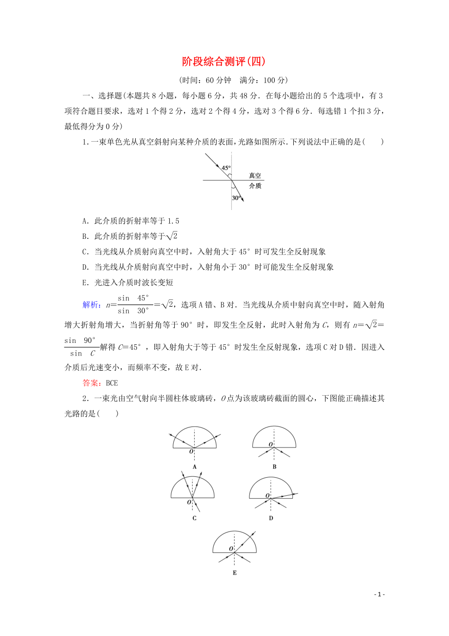 2020版新教材高中物理 階段綜合測(cè)評(píng)4（含解析）新人教版必修第一冊(cè)_第1頁