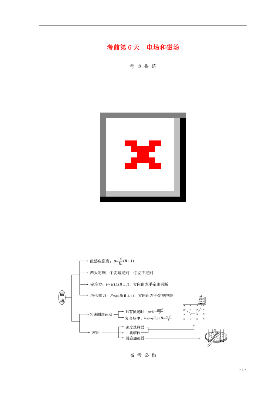 （全國(guó)通用）2018年高考物理二輪復(fù)習(xí) 考前第6天 電場(chǎng)和磁場(chǎng)學(xué)案_第1頁