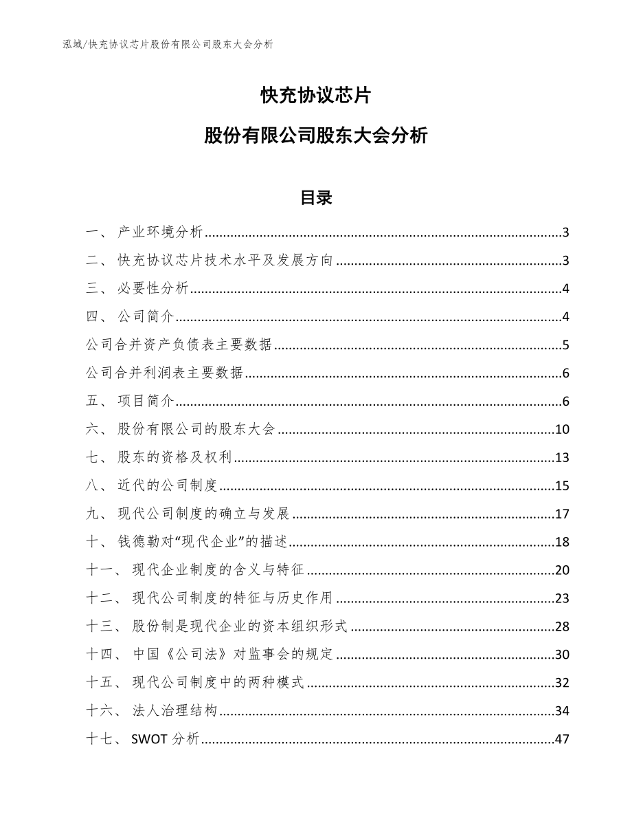 快充协议芯片股份有限公司股东大会分析_范文_第1页