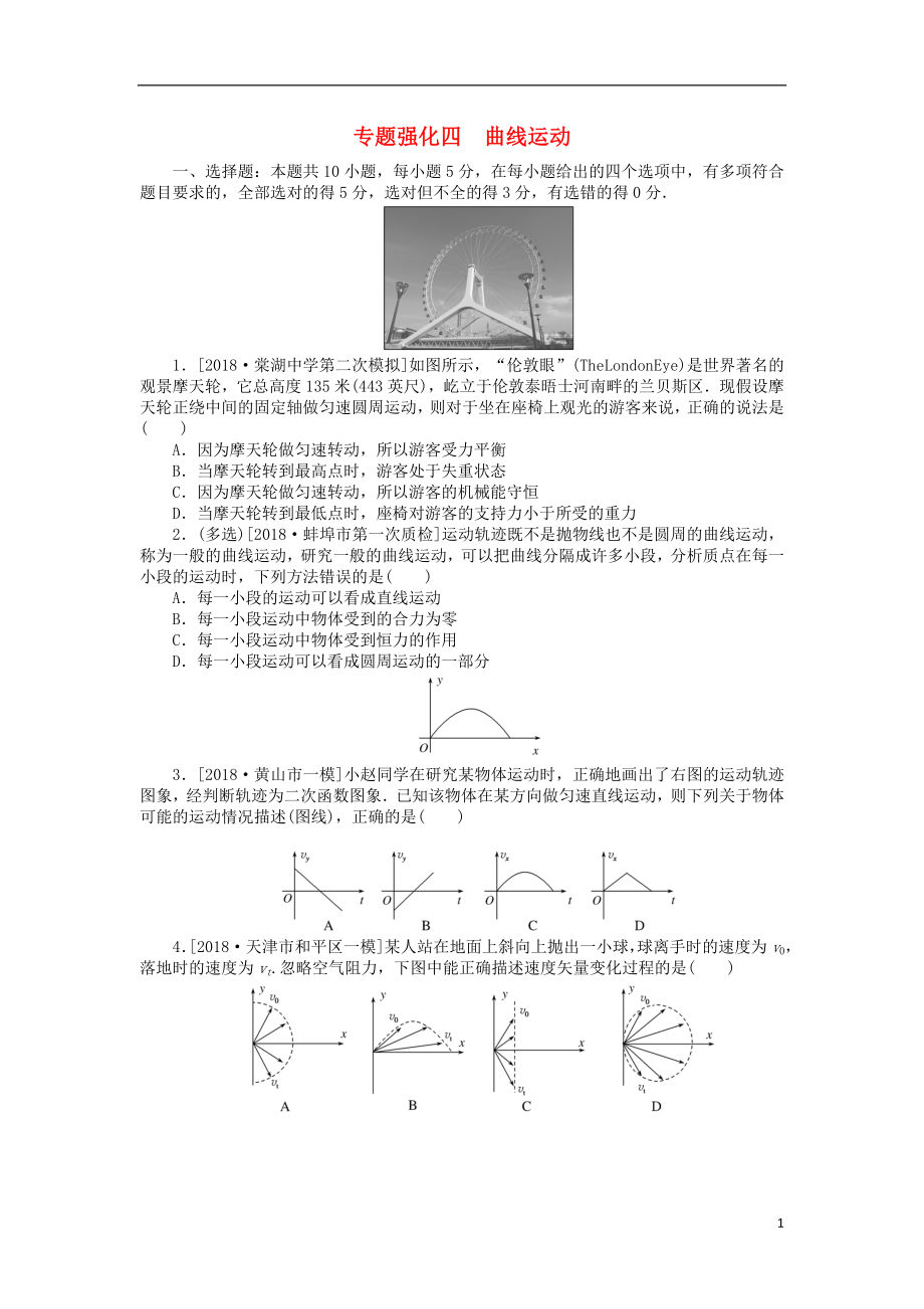 2019年高考物理二輪復(fù)習(xí) 專(zhuān)題強(qiáng)化四 曲線運(yùn)動(dòng)_第1頁(yè)