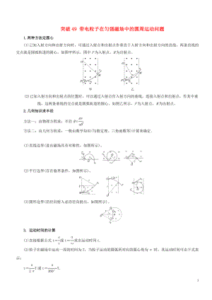 2019高考物理一輪復(fù)習(xí) 微專題系列之熱點(diǎn)專題突破 專題49 帶電粒子在勻強(qiáng)磁場(chǎng)中的圓周運(yùn)動(dòng)問(wèn)題學(xué)案