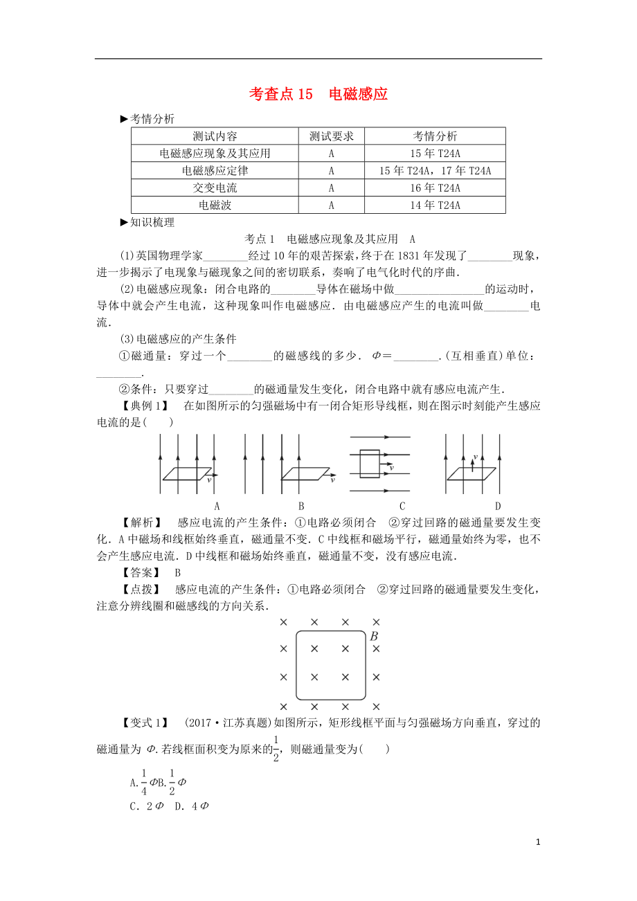 2019高考物理總復(fù)習(xí) 考查點(diǎn)15 電磁感應(yīng)考點(diǎn)解讀學(xué)案（無答案）_第1頁