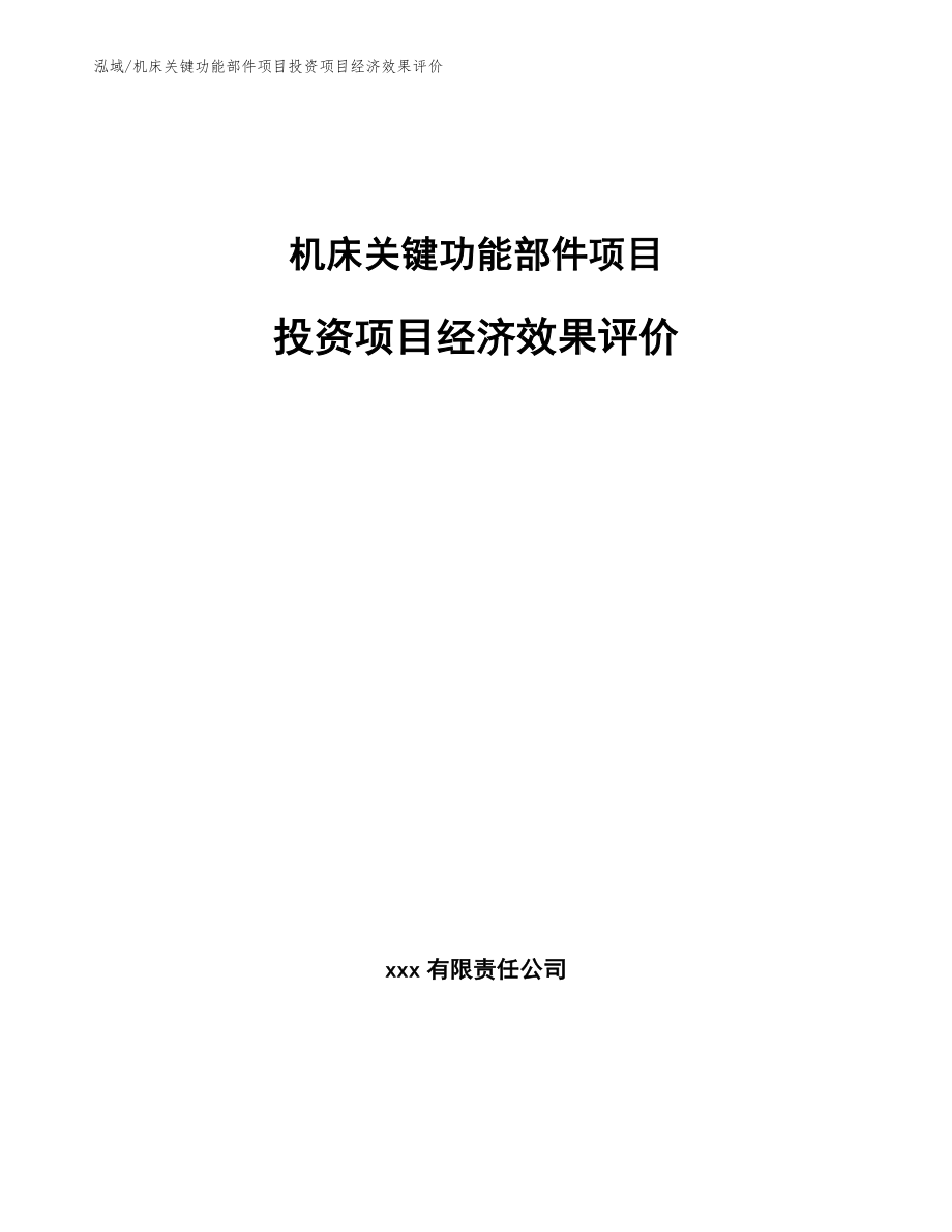 机床关键功能部件项目投资项目经济效果评价【范文】_第1页