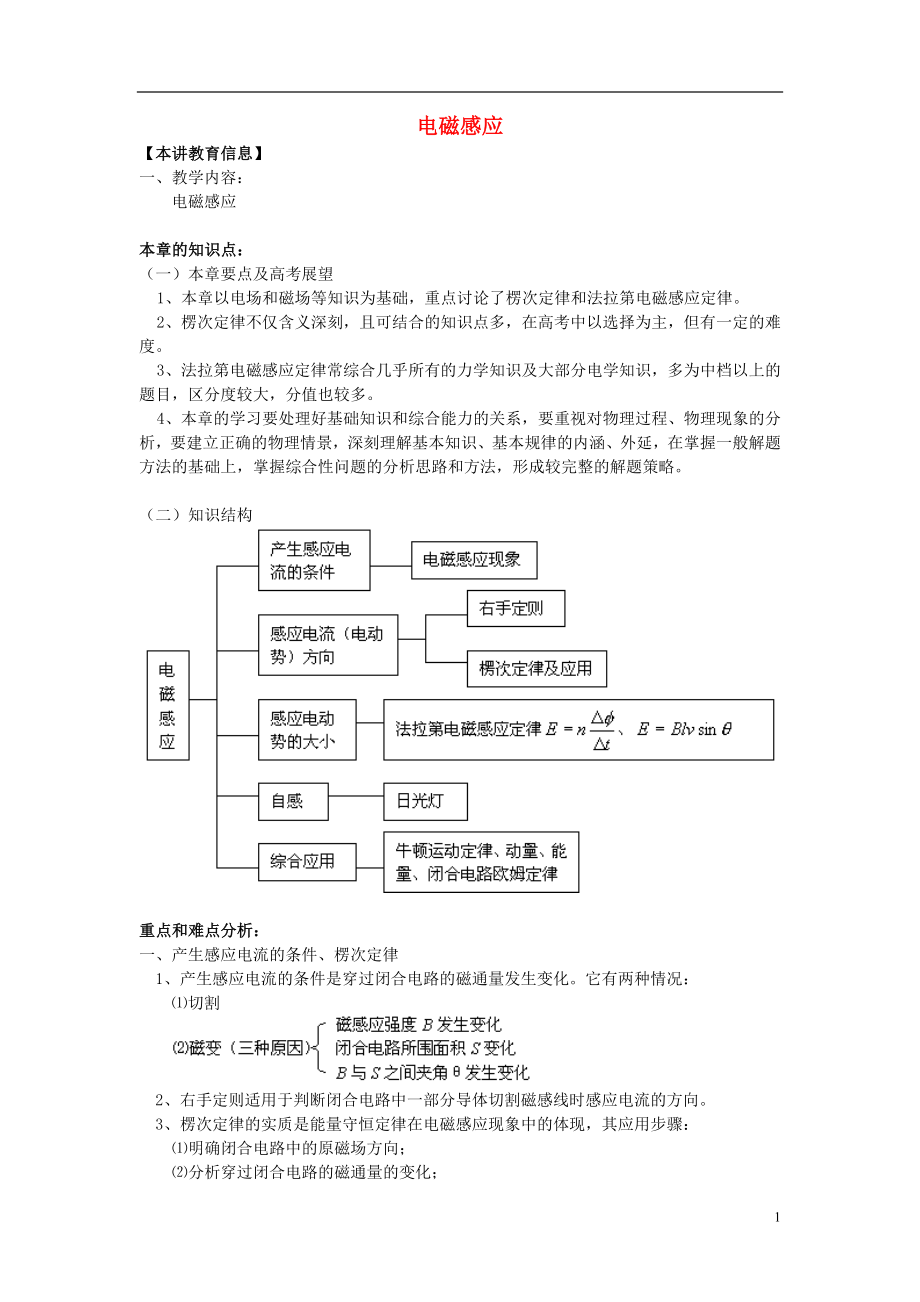 2018高考物理第一轮复习 专题 电磁感应学案 鲁科版_第1页