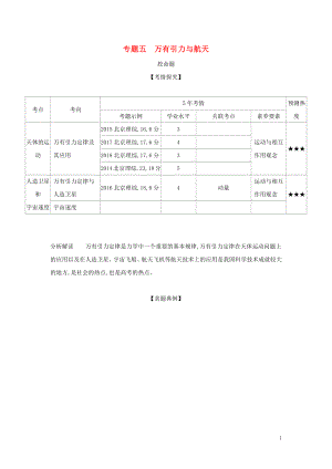 （北京專用）2020版高考物理大一輪復(fù)習(xí) 專題五 萬有引力與航天練習(xí)