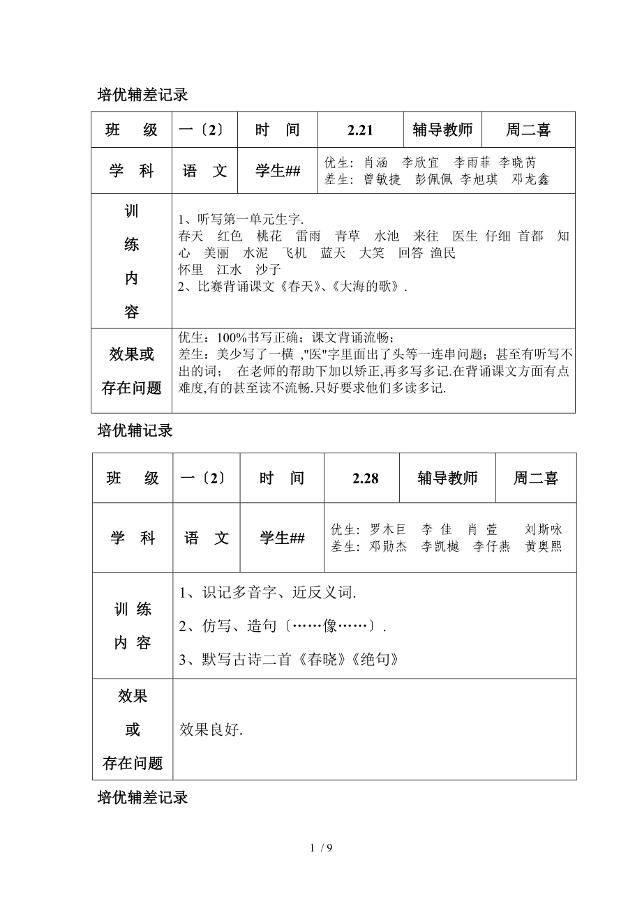 培优辅差记录_第1页