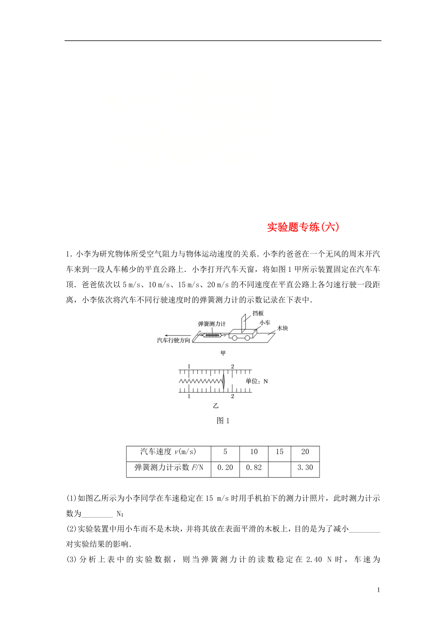 （京津瓊）2019高考物理總復(fù)習(xí) 專用優(yōu)編提分練：實(shí)驗(yàn)題專練（六）_第1頁(yè)